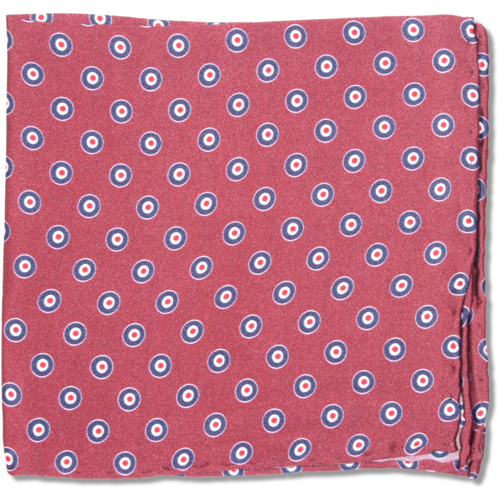 Tootal Clothing Mod Retro 60's Target Silk Pocket Square Burgundy Adaptor Clothing